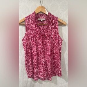 LOFT Fuchsia and White Sleeveless Blouse